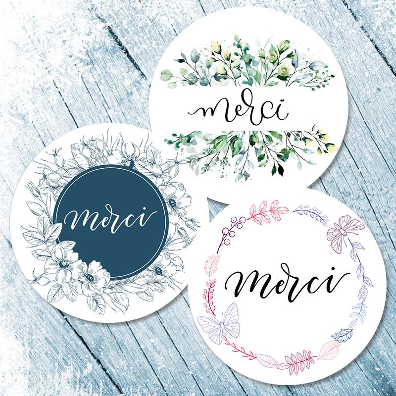 

Party Decoration 3.5/4.5cm Merci Thank You Stickers For Parties Wedding Xmas Packaging Seal Labels Baking Gift Bag Decorative