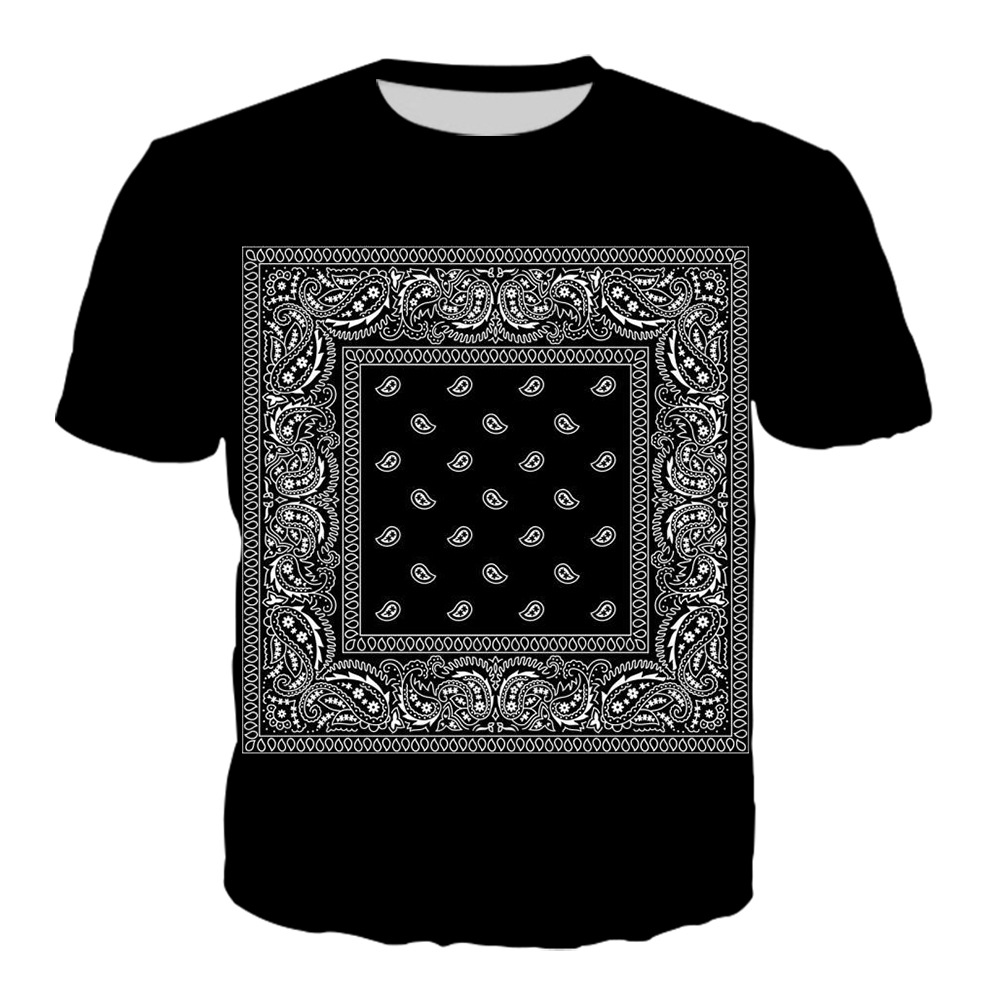 

New 3D Printing Bandana Fashion Men Women Tracksuits Crewneck T shirt Plus Size -6XL Harajuku0001, Colorful