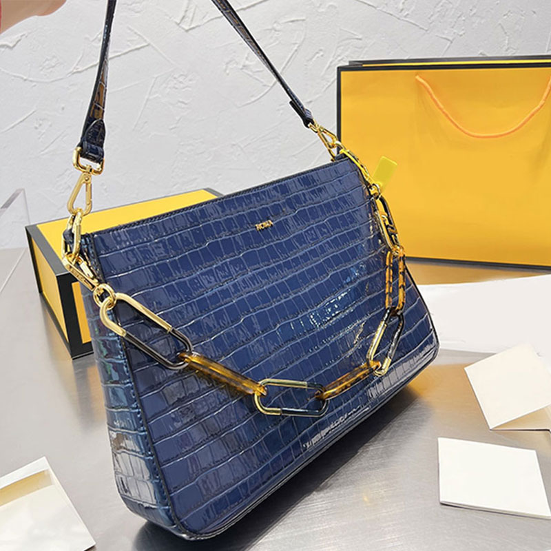 

Alligator Axillary Bag Women Flap Handbag Shoulder Bags Purse Canvas Genuine Leather Chain Crossbody Bags Classic Letters Printed Gold Hardware Removable 2 Straps, Box