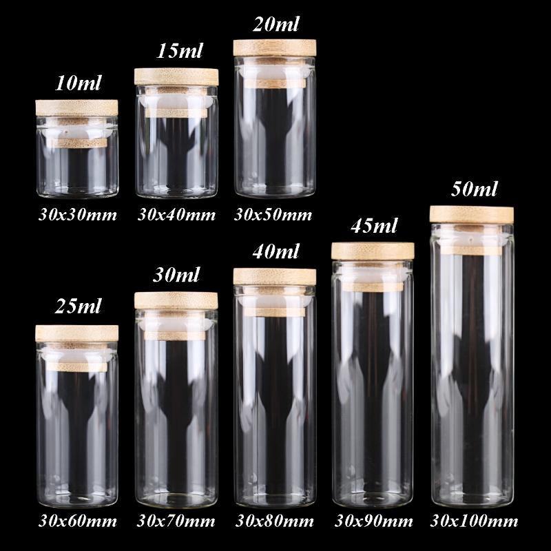 

Storage Bottles & Jars 5pcs Dia 30mm 10-50ml Glass With Bamboo Caps Potion Spice Wishing For Art Craft