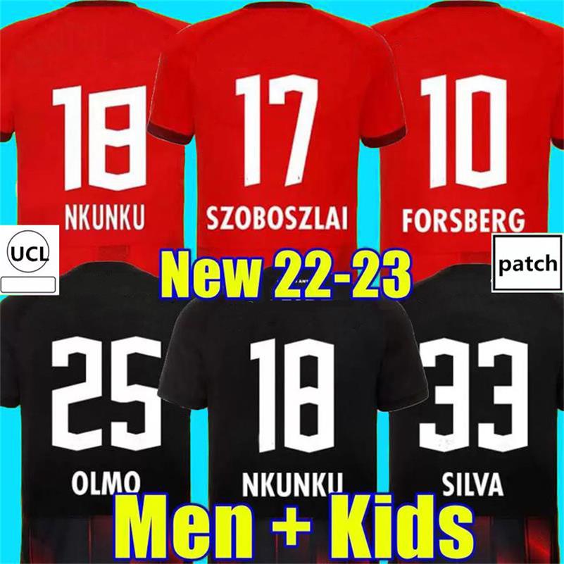 

22 23 NKUNKU SILVA Soccer Jerseys 2022 2023 football shirt HAIDARA OLMO SZOBOSZLAI Poulsen Klostermann FORSBERG ADAMS MUKIELE Kids Kit Hommes enfants jersey, 22-23 third kids
