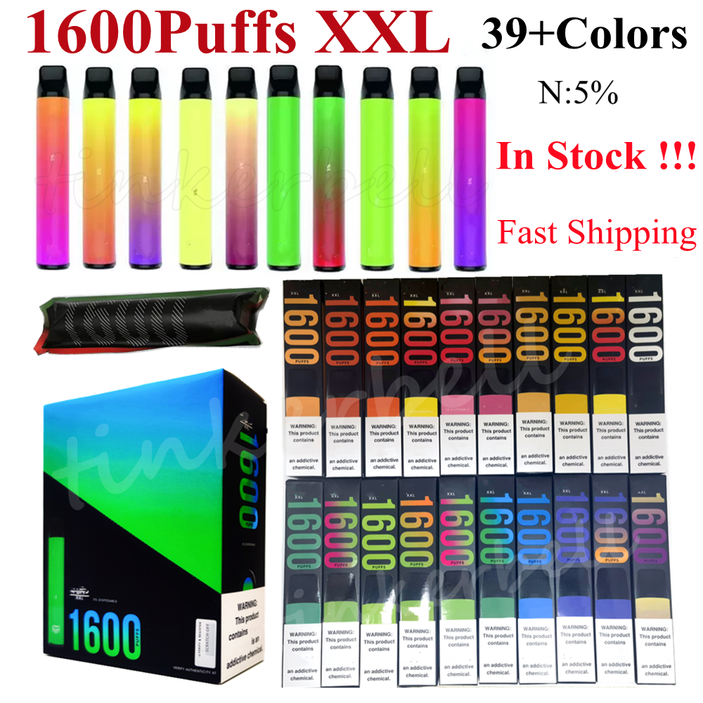 

Puffs XXL 1600Puffs Cigarette Disposable Vape Pen 5% 1000mAh 40+Colors ECigs Kit vapes e cigs vs flex max plus bar