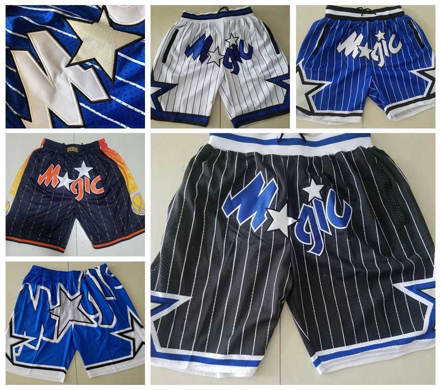 Orlando''Magic''Men Basketball Shorts JUST DON Stitched Mitchell and Ness With Pocket Zipper Sweatpants Mesh Retro Sport PANT