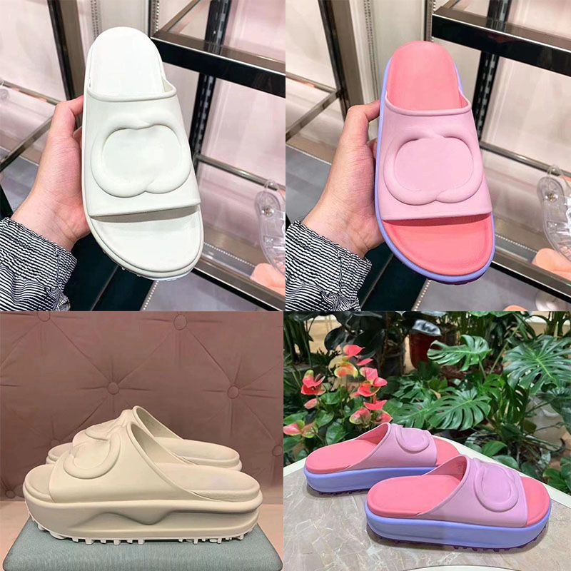 

Women Interlocking Slippers Designer Foam Sandals Summer beach big head Slippers Fruit Color Non Slip Sole Platform Flip Flops Swimming Pool Party Couple Shoes, White