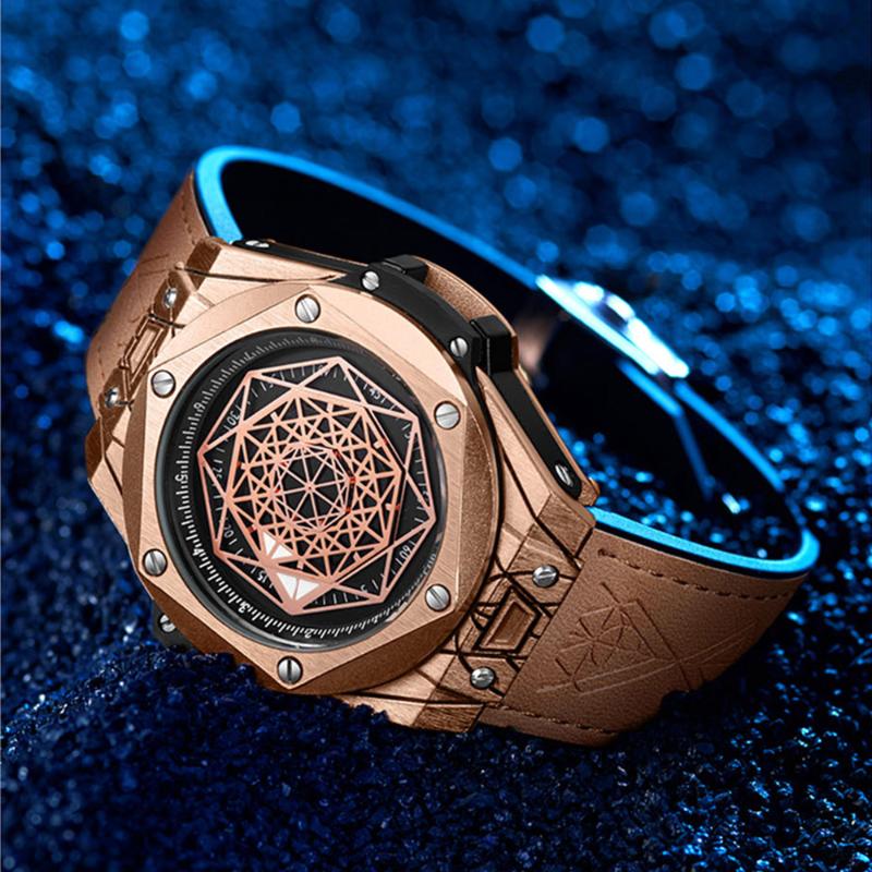 

Wristwatches Men Watch Special Dial Crystal Automatic Mechanical Movement Skeleton Clock Waterproof Tourbillon Male Reloj Hombre, Aj-007-h