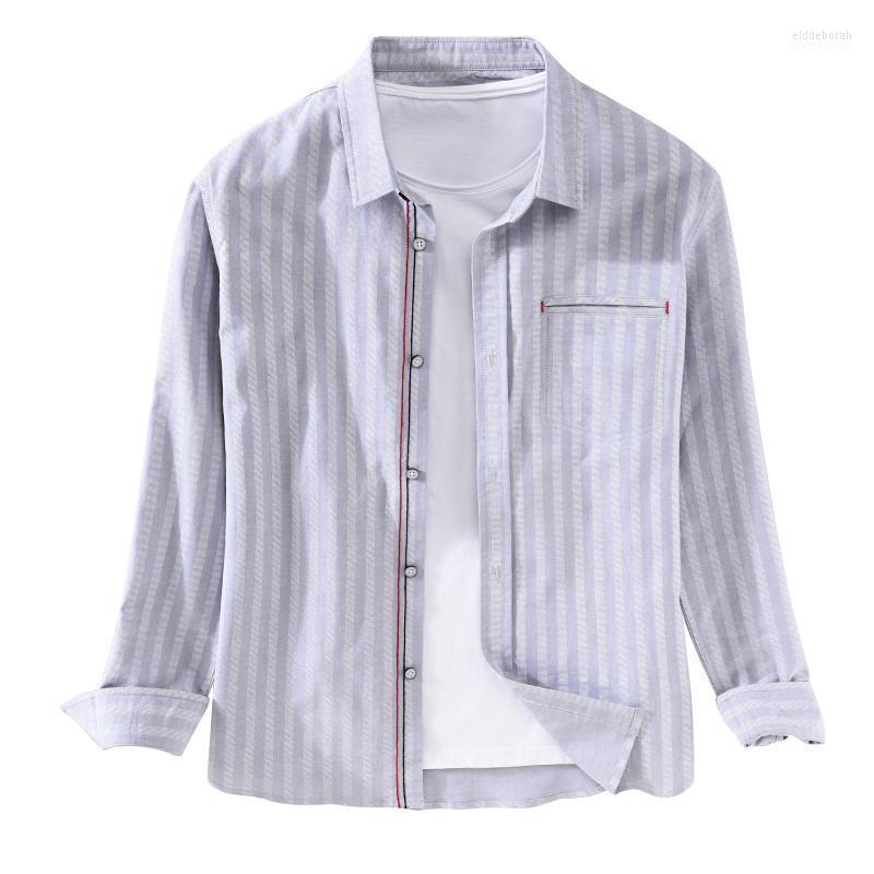 

Suehaiwe's Brand Italy Striped Shirt Men Cotton Shirts For Long-sleeved Stripe Oxford Mens Comfortable Chemise Camisa Men's Casual Eldd22, Gray