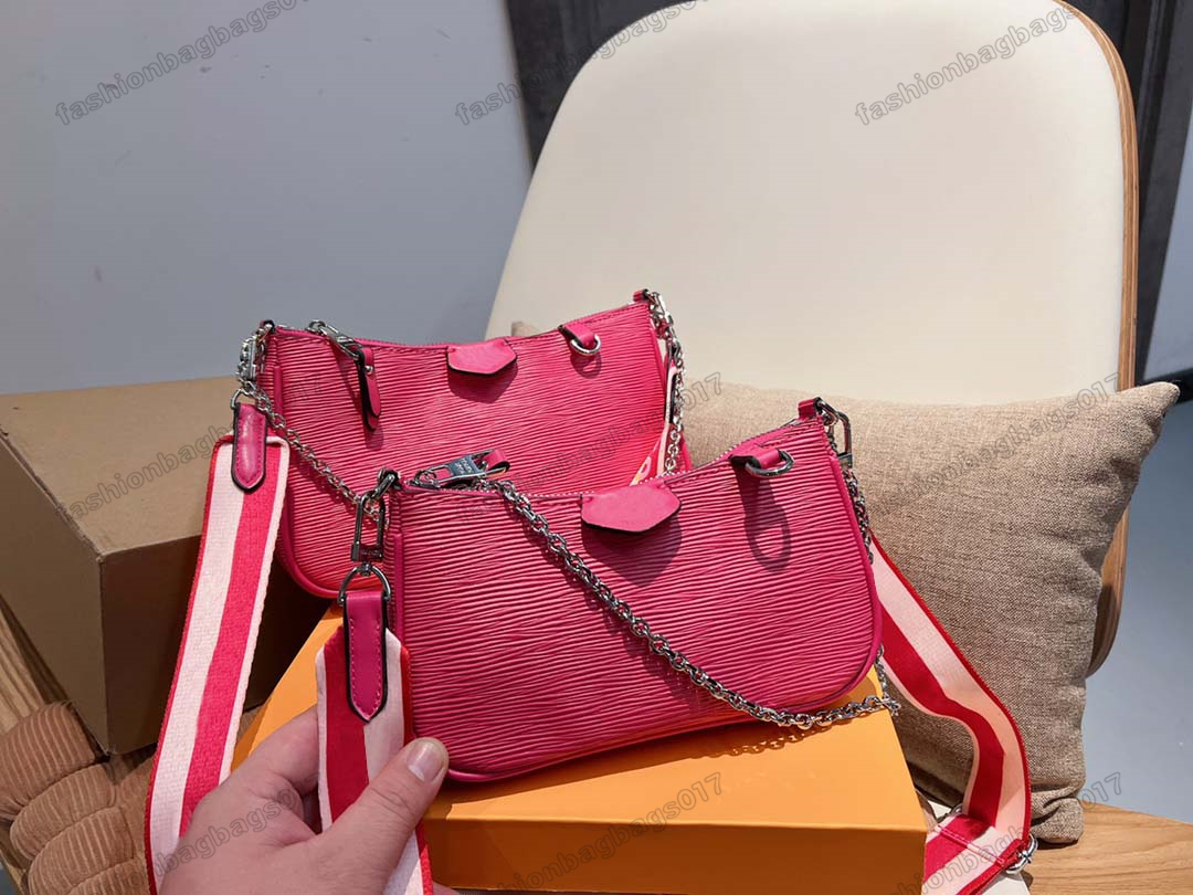 

EASY POUCH ON STRAP Womens Chain Bags Grained EPi Leather with Jacquard Wide Shoulder Straps Designers Luxurys Underarm Bag