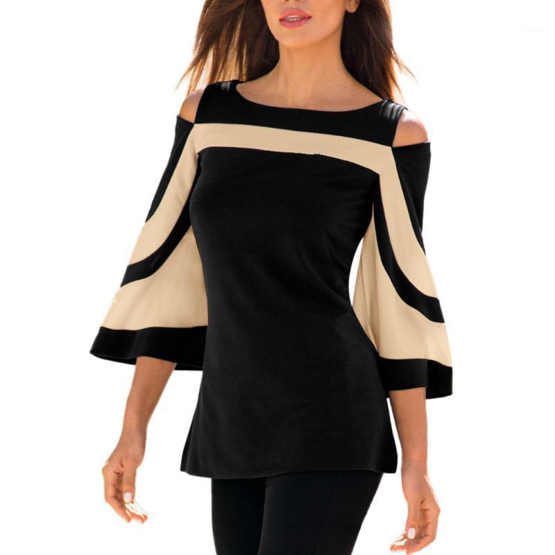 

Women' Blouses & Shirts Free Ostrich Women Long Sleeve Sexy Cold Shoulder Tops Striped Shirt Tunic Pullovber Streetwear Blusas Mujer C2835, Black