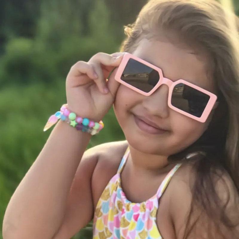 

Sunglasses 2022 Girls Children Retro Rectangular Hip-hop Personality Street Shooting Concave Glasses