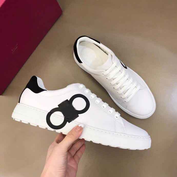 

Men white leather casual shoes low top sneakers Gancini Textured Leathers lace up trainers with box 38-46