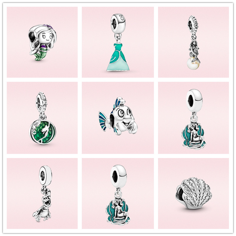 

925 Sterling Silver Luxury Loose Beads Little Mermaid Undersea Beaded Charms for Original Pandora Bracelet Pendant Jewelry Fashion Accessories Women Gifts