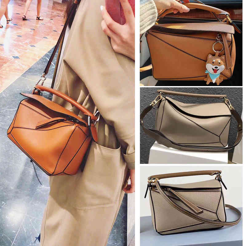 

Luxury Designer Shoulder Bag Mini Geometric Puzzle Leather Pillow Handbag Messenger Women's 7bw4, Black