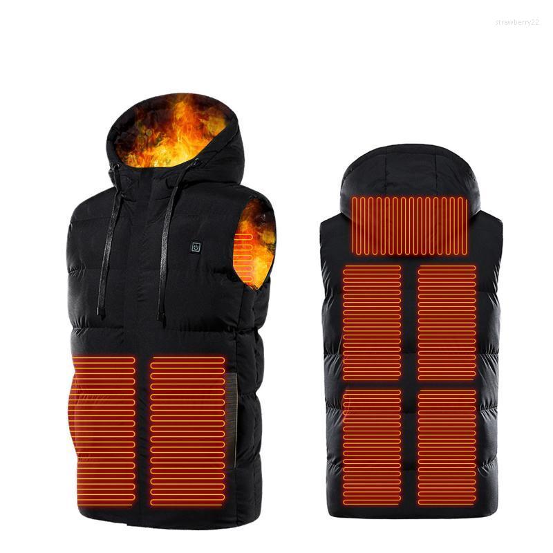 

Men's Vests 7 Area Heating Vest Men/Women Casual V-neck USB Heated Smart Control Temperature Jacket Cotton Coat Winter Hunting Stra22, Bk