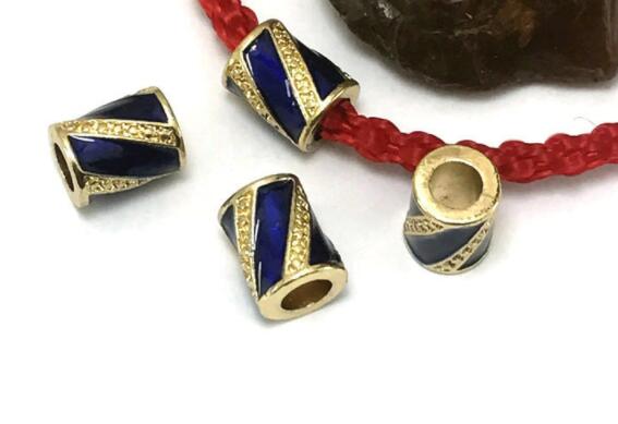 

Tibetan Silver Gilt blue Dripping oil beads Antique Loose Bead Spacer for DIY Jewelry Making bracelet s3tq2