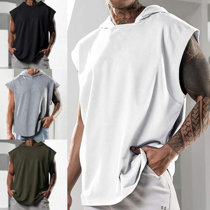 

Men's T-Shirts Summer Shirt Solid Color Sleeveless Loose Comfortable Men Top For Gym, Green