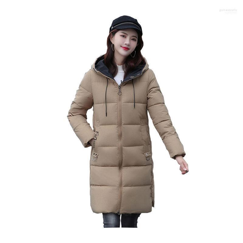 

Women Medium Long Winter Jacket Student Hooded Windproof Down Oversize Cotton Padded Parkas Outwear Coat1 Guin22, Ppink