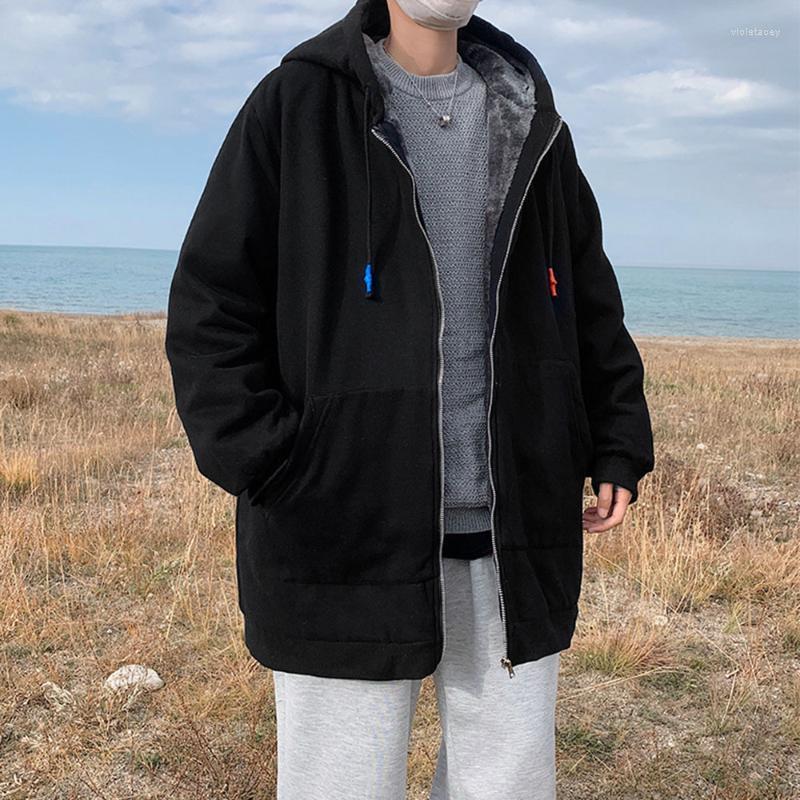 

Men's Trench Coats Fleece Cardigan Pocket Plain Mid-length Windbreaker Thick Winter Coat Trendy Gold Velvet Cloak Handsome Clothing Viol22, Blue