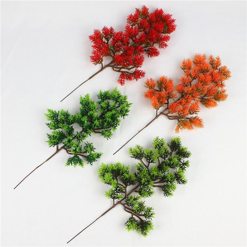 

Decorative Flowers & Wreaths Artificial Pine Tree Branches Fake Plastic Pinaster Cypress Bonsai Accessories Decoration Plants, Green