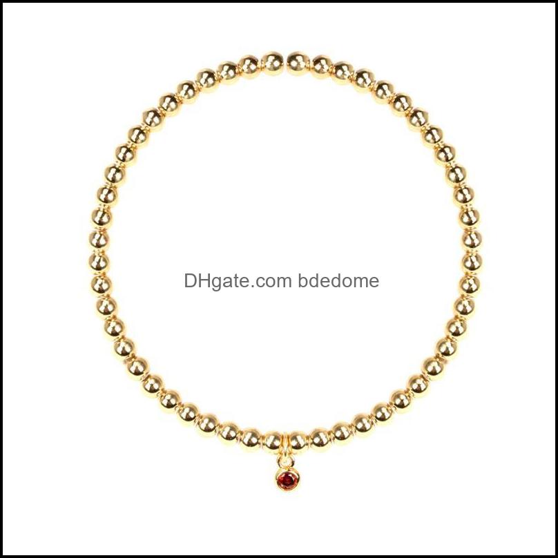 

Charm Bracelets Jewelry Color Cubic Zirconia Simple Single Diamond Cz Pendant Bracelet Copper Bead Gold Plat Dhdad