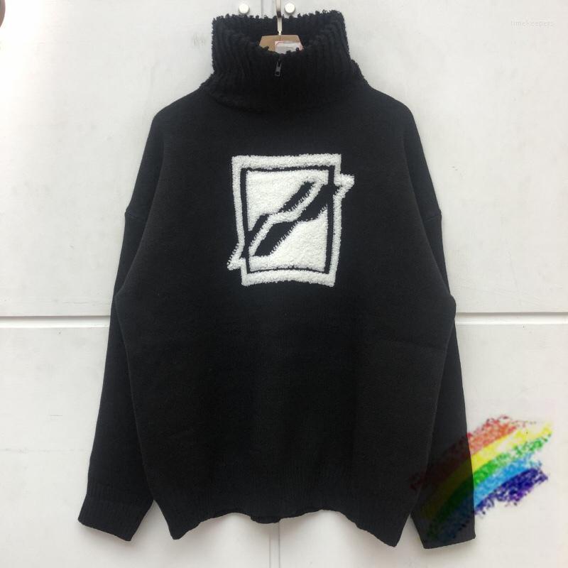 

Men's Sweaters Turtleneck Half-Zip We11done Sweater Men Woman Crewneck Welldone Logo Jacquard Heavy Fabric Loose SweaterMen's Time22