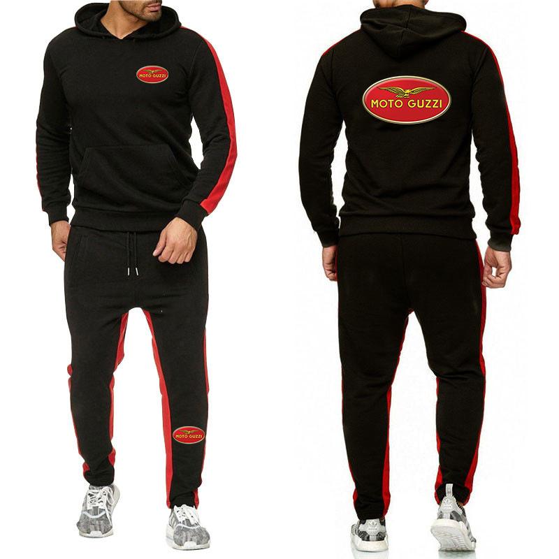 

Men' Tracksuits Latest 2022 Moto Guzzi Spring Autumn Men' Tracksuit 2 Pieces Sets Hooded Sweatshirt Sweatpants Solid Color Suit Casual