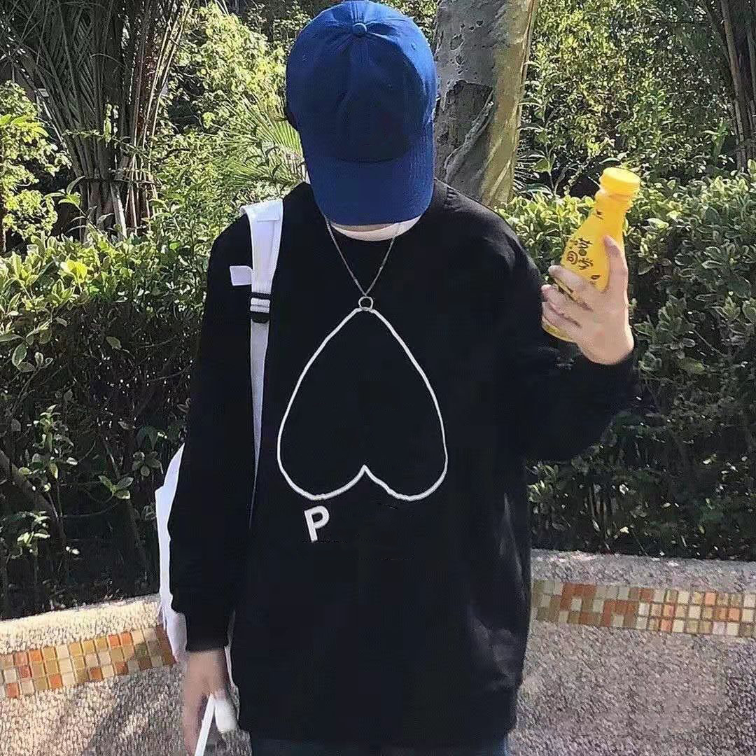 

Designer Hoodies Heart Pattern Woman Mens Sweatshirts Sweater Terry Shirts Sweatshirt Men' Round Neck Pullover Hoodie Black White Blue, Black1