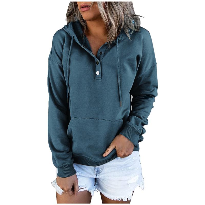 

Women' Hoodies & Sweatshirts Kawaii Hoodie Casual Women Pocket Oversize Tops Button Down Long Sleeve Streetwear Sudaderas Con Capucha Molet