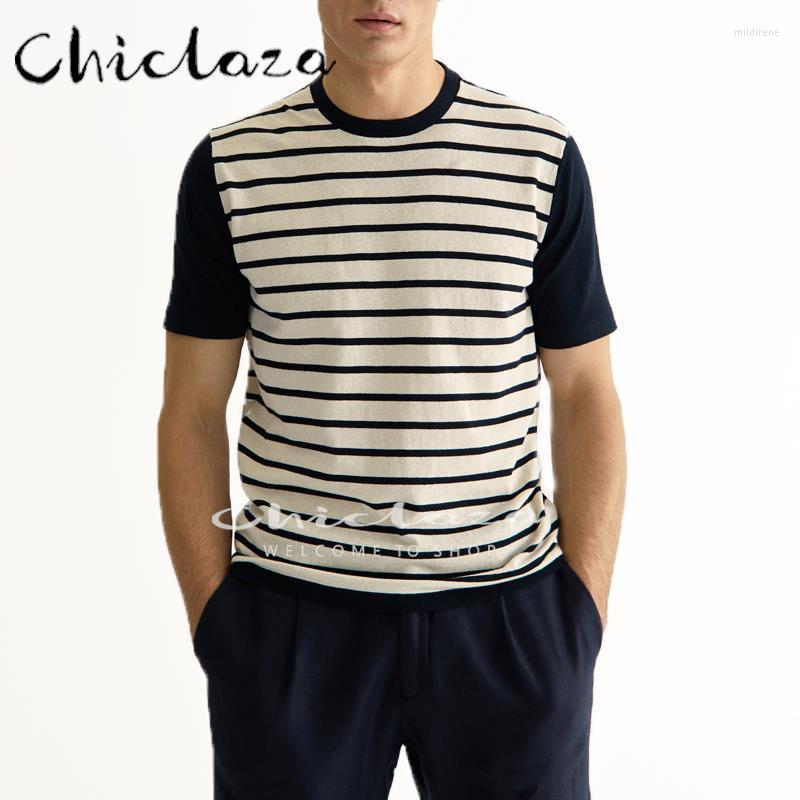 

Men' T-Shirts 2022 Summer Men Round Neck Short Sleeve Striped Knitted T-shirt Male Solid Color Simple Slim All-match Casual TopsMen' Mild2, Gray stripe