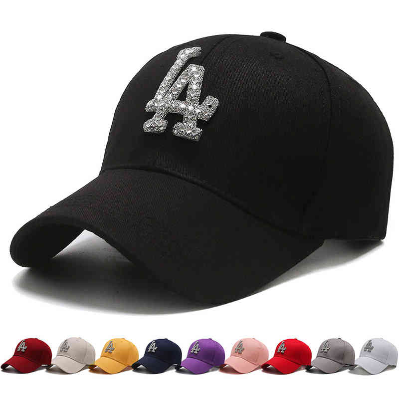 

New LA Brand Baseball Cap Sticky Simulation Diamond Fashion Men Women Sun Caps Snapback Hip Hop Hat Trucker Dad Hats CP151, Bright red