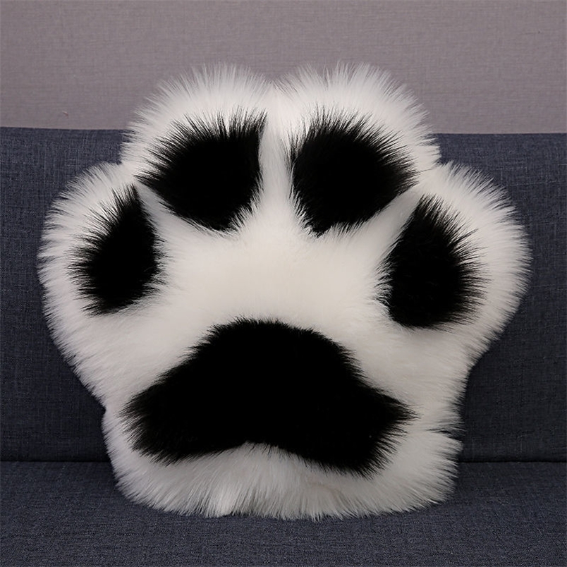 

Creative Panda Paw Shape Cushion Seat Pad Home Car Bed Sofa Throw Pillow With Filling Cute Cat Paw Cushions Bedroom Tatami Decor 220402, White and khaki
