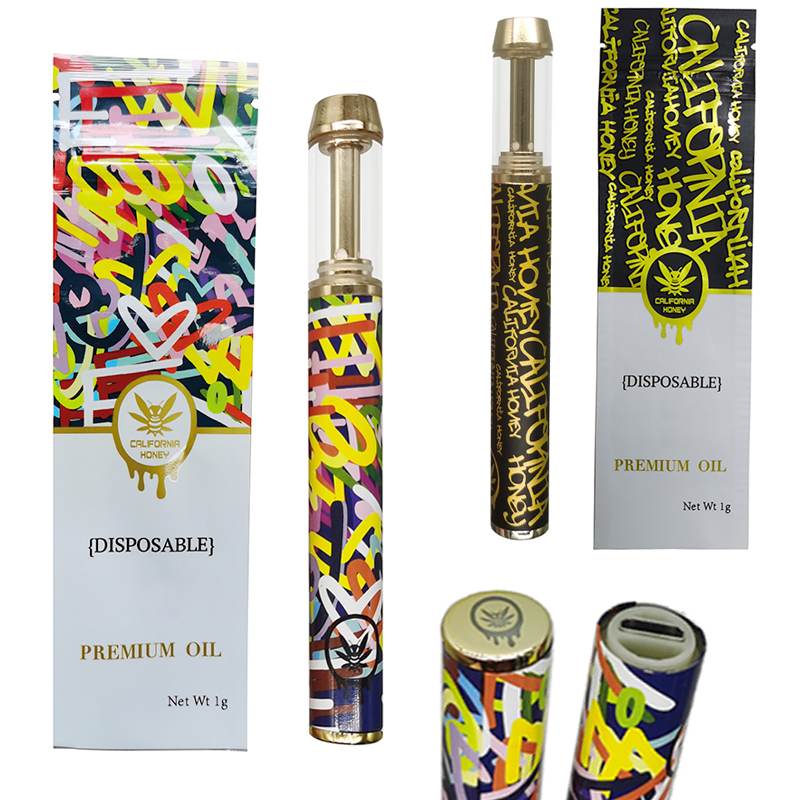 

California Honey Disposable Vape Rechargeable Vapes E Cigarette Empty 1.0ml Ceramic Pod Cartridge Thick Oil Vaporizers 400mah Screw in Round Tip Vaporizer with Bag