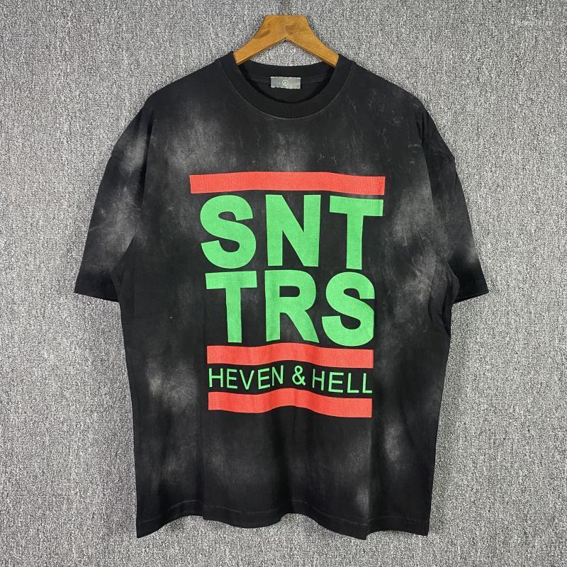 

Men's T-Shirts Quality Tie Dye Vintage T-Shirt Men Graffiti Old Broken Letter Print Women Top Tee Streetwear T Shirt ClothingMen's Bles22