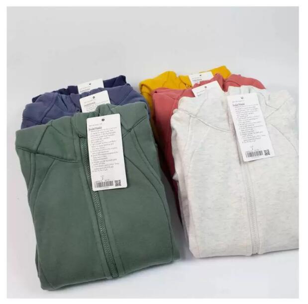 

L-s Ruru Yoga suit scuba women's leisure sports Hoodie sweater autumn and winter Plush thickened zipper coat, Beige