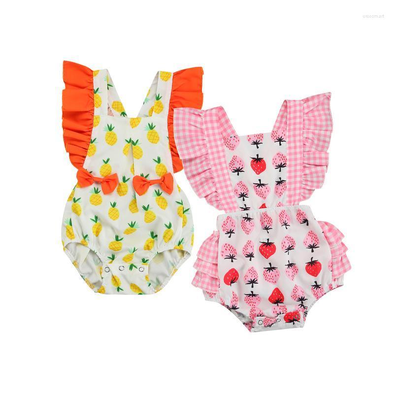 

Jumpsuits 0-24M Baby Romper Born Girl Summer Clothes Cute Ruffle Fruit Printed Toddler Playsuit, Pink