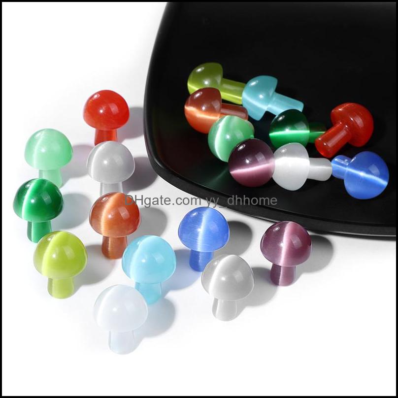 

Stone Loose Beads Jewelry 2Cm Cats Eye Mini Mushroom Statue Carved Decoration Cat Healing Crystal Gift Room Ornament Fish Tank Decor Drop De