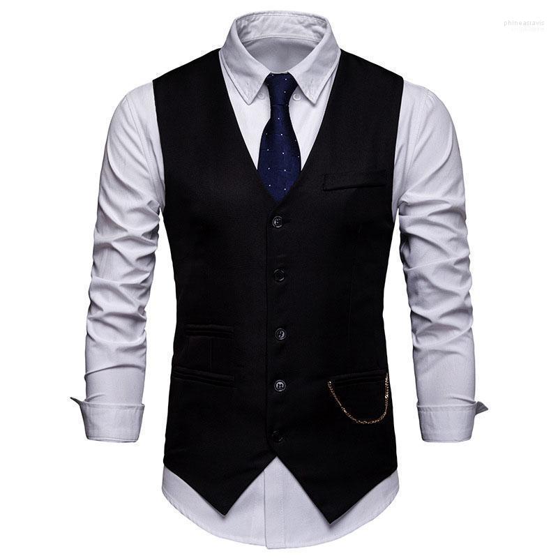 

Men' Vests Fashion Single Breasted For Men Slim Fit Mens Suit Vest Formal Business Waistcoat Party Wedding Prom Gilet XXL Phin22, White
