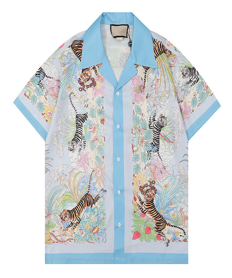 

22SS LUXURY Designer Shirts Men's Fashion Tiger Letter V silk bowling shirt Casual Shirts Men Slim Fit Short Sleeve 3XL, 10