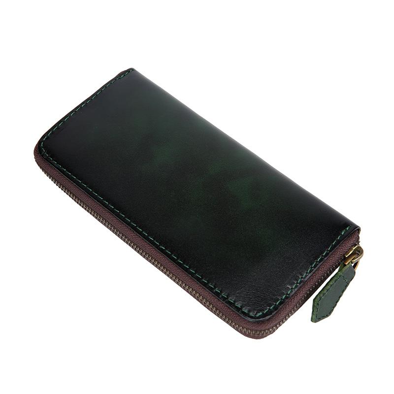 

Wallets Genuine Leather Men Long Purse Handmade Zipper WalletWallets, 613-1