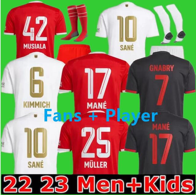 

DE LIGT MANE soccer jerseys 22 23 GRAVENBERCH SANE BAYERN MUNICH Mazraoui MULLER DAVIES KIMMICH TEL football shirts Men Kids kit COMAN 2022 2023 uniform third player, 22/23 player version