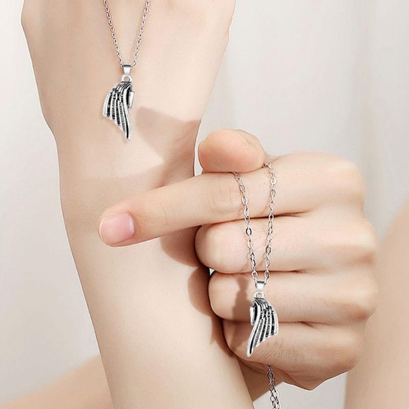 

Pendant Necklaces 2Pcs Magnet Attract Angel Demon Wing Rope Link Chain Necklace Friendship Couple Magnetic Puzzle Clavicle Jewelry