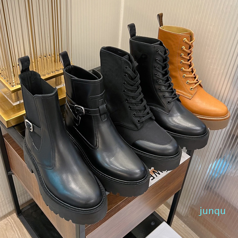 

2022-Ladies Designer Lace-Up Boots Fashion Cowboy Boot Martin Boots 5.5cm Platform Boot Fashion Buckle Lace-up Desert Knight Boots