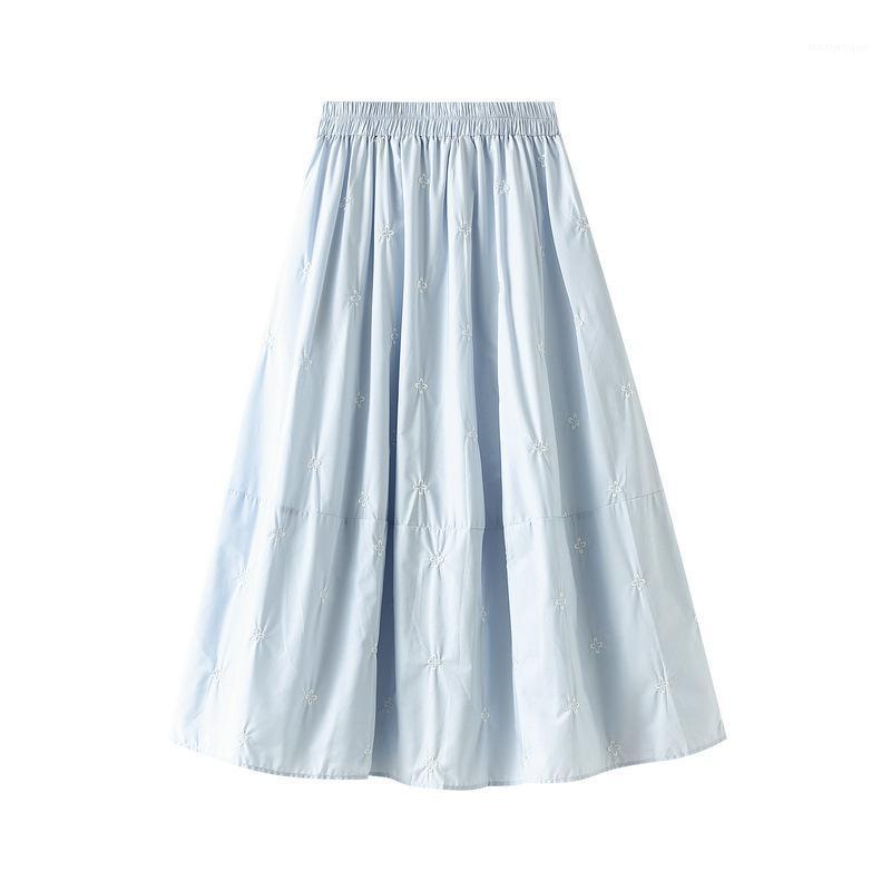 

Skirts 2022 Ins Fashion Women Long A-line Cotton #5010, Black