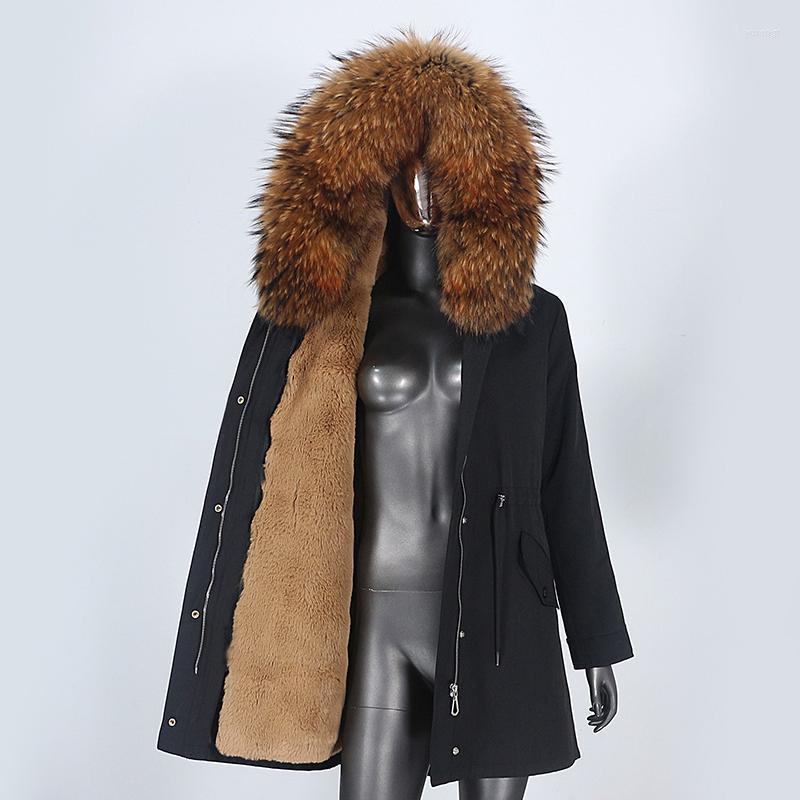 

Women's Fur & Faux 2022 Fashion Waterproof Long Parka Real Coat Winter Jacket Women Natural Raccoon Collar Hooded Thick Warm Detachable, Beige new white