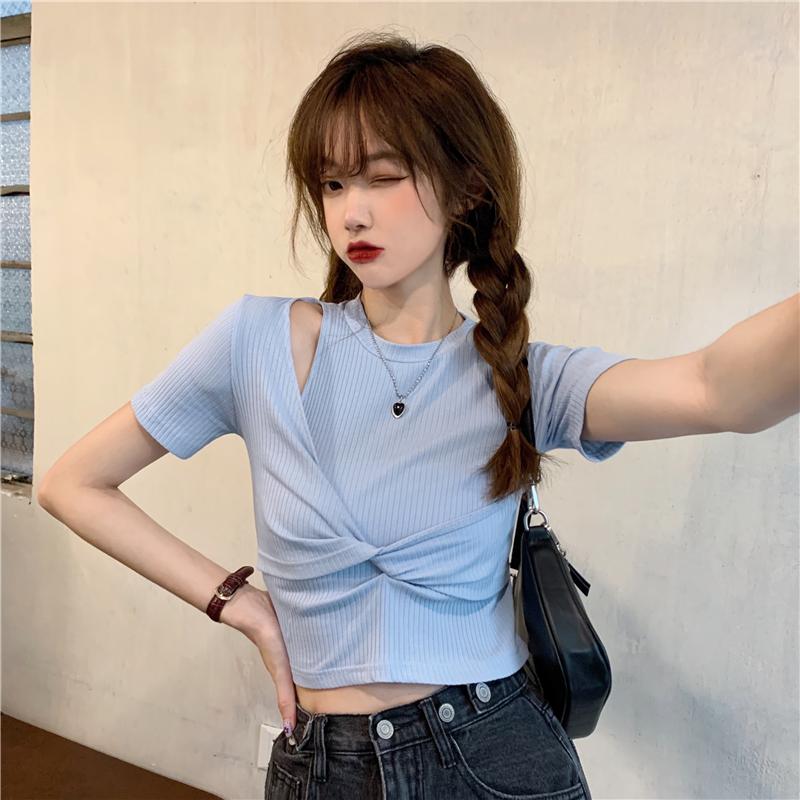 

Women's T-Shirt 2022 Slim Design Sense Carefully Twisted Sweet And Spicy Short-sleeved T-shirtWomen's