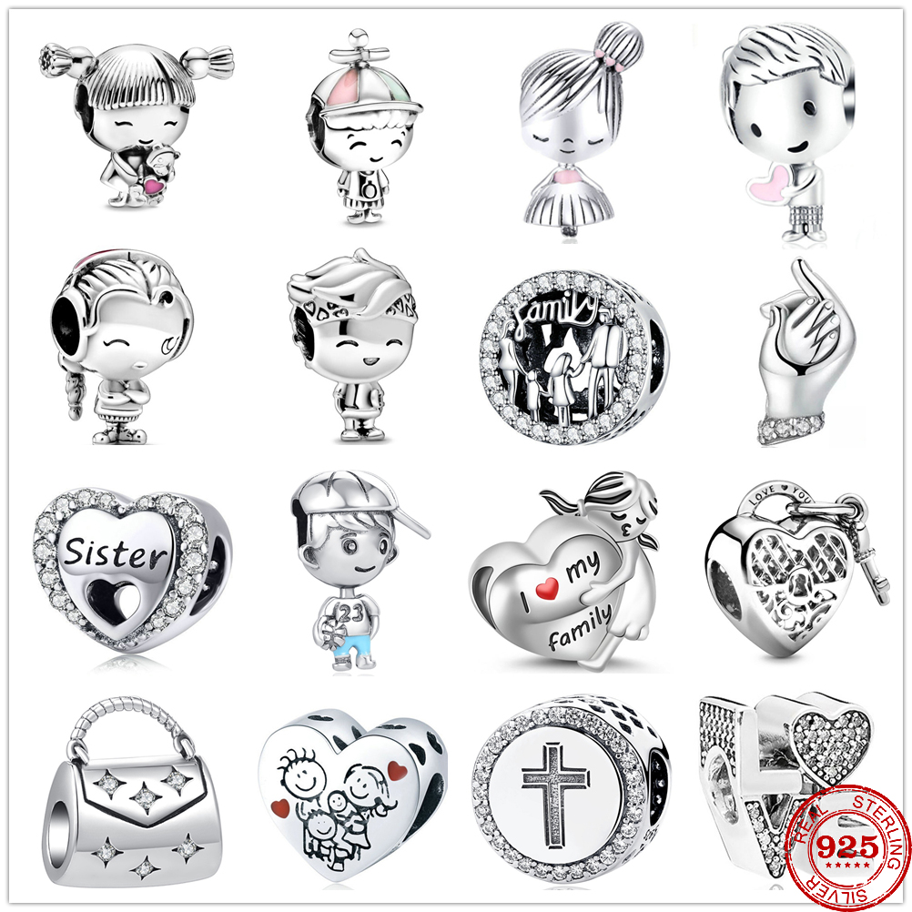 925 Sterling Silver Charms Fille Garçon Adolescent Charme Perle Pendentif Original Perles Fit Pandora Bracelet Fabrication de Bijoux DIY Cadeau