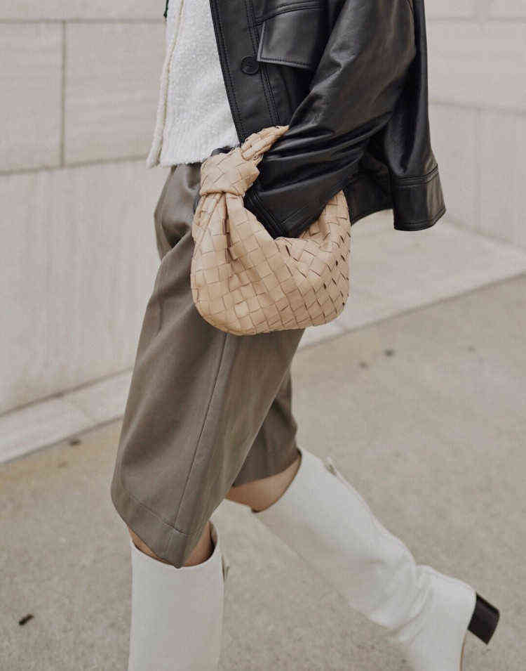 

Bag High Quality Handwoven Women Hobos 2021 Fashion Brand Designer Handbags Leather Shoulder Small Dumplings Cups Clutch 0705