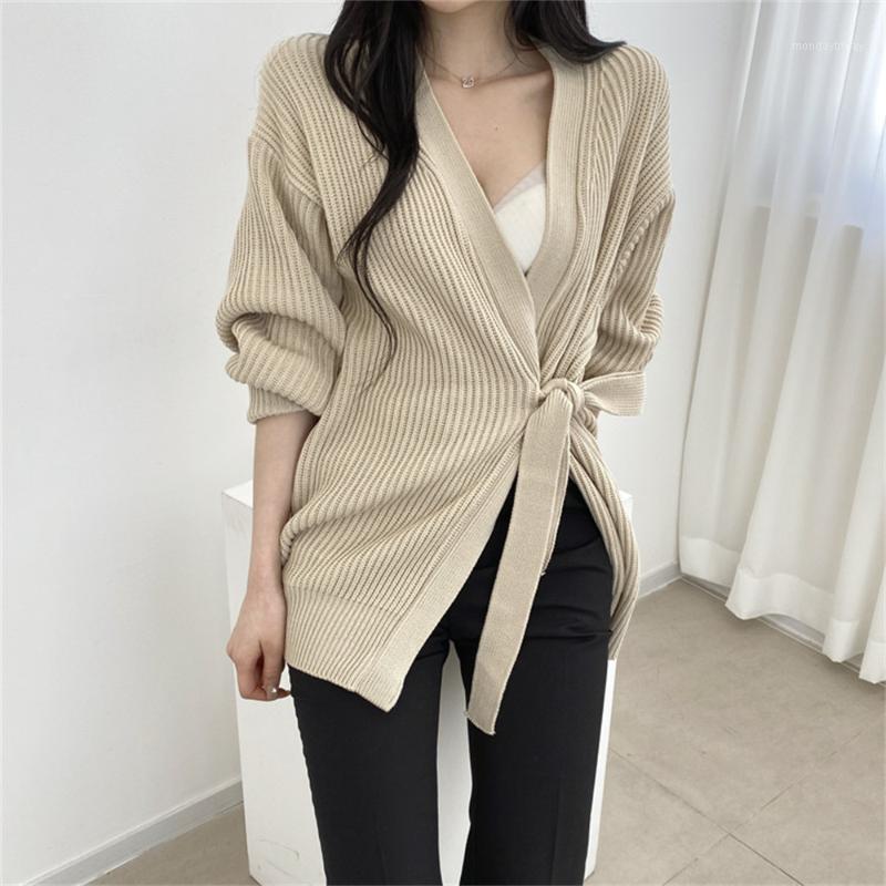 

Women's Knits & Tees Alien Kitty Korea Cardigans Casual Sweater Coats Lace-Up Streetwear Autumn Chic 2022 Vintage Warm Soft Solid Gentle Lad, Green