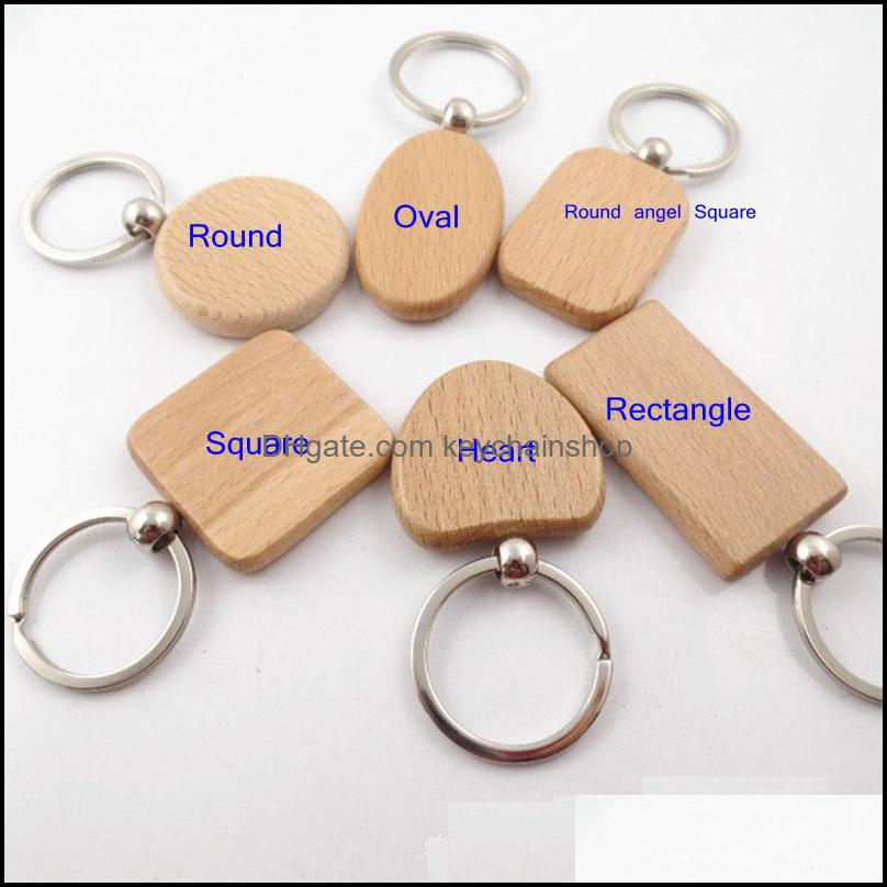 

Keychains Fashion Accessories 6Designs Blank Wooden Key Chain Rec Heart Round Diy Carving Keyring Wood Keychain Tags Gifts Drop Delivery 202