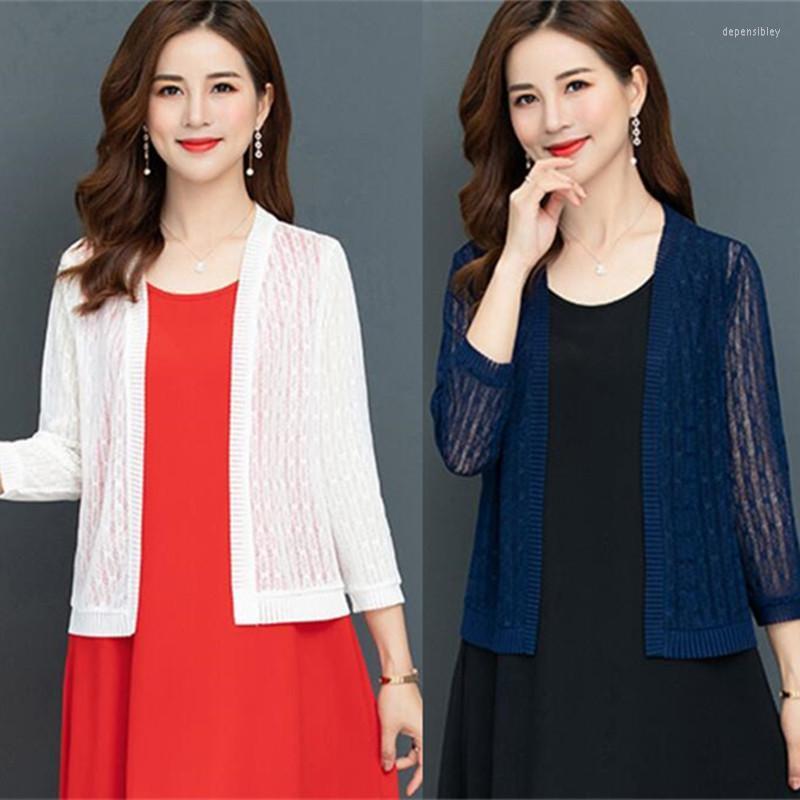 

Women's Knits & Tees Summer Sun Protection Clothing Plus Size 5XL Women Lace Cardigan Female Cardigans Thin Jacket Coat Ladies Shawl Outerwe, Red