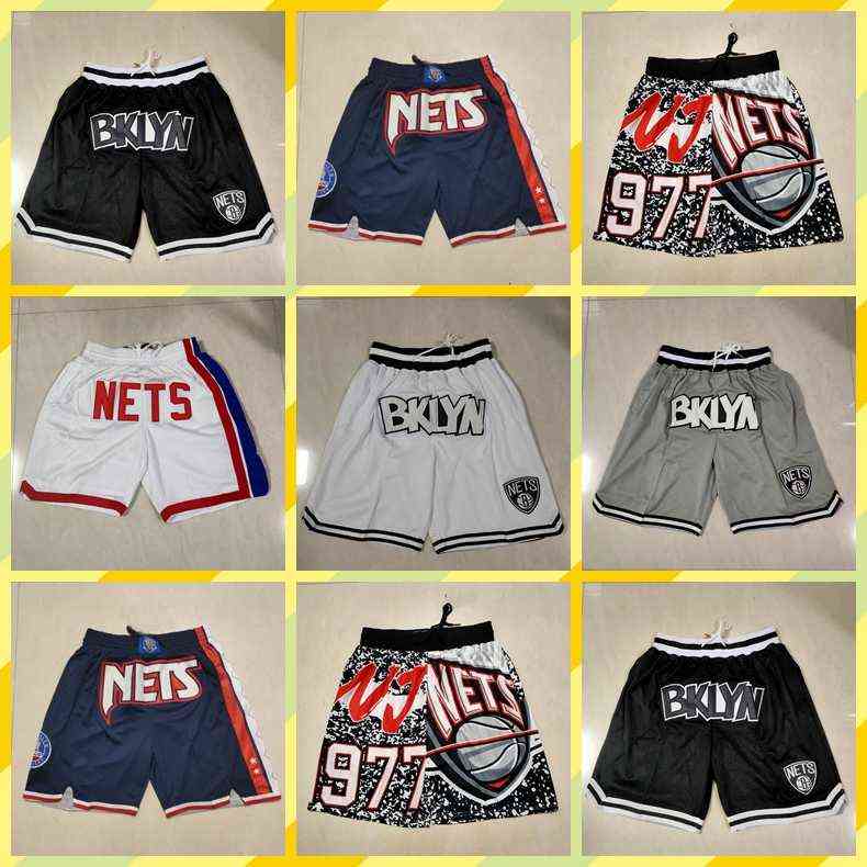 

Brooklyn''Nets''men Basketball Shorts Retro JUST DON white Pocket 0503, Color